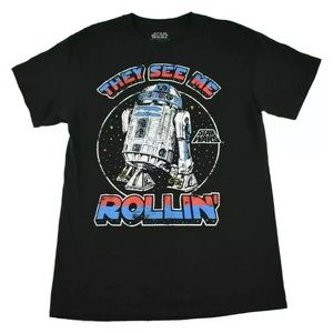 Black Star Wars R2-D2 “They See Me Rollin’” Tee M